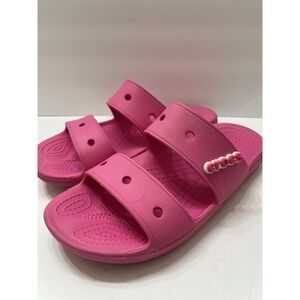 CROCS Classic SANDAL Slide Removable Jibbitz Charm Men 7 Women 9 Hot Pink